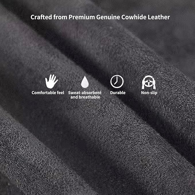 Suede Leather Steering Wheel Cover Wrap Kit - DIY Stitch-On for 17-18" Wheels, Superior Sweat Absorption & Non-Slip Grip, Comfortable & Durable Year-Round Upgrade