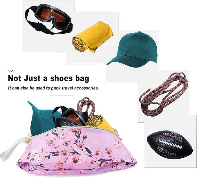 BeeGreen Shoe Organizer 6pcs Shoe Bags with Zipper Closure, Flower Design Shoe Storage Organizer with Handle Travel Bags For Men and Women, Portable Nylon Travel Gifts