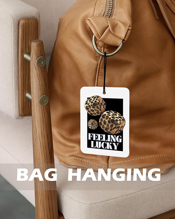 Trendy Leopard Cologne Car Air Freshener 4 Pcs, Funky Cheetah Print Lucky 8 Ball Poker Dice Hanging Air Freshener for Cars Bathroom Dorm Books Decor, Cute Accessories Gifts for Women Girls