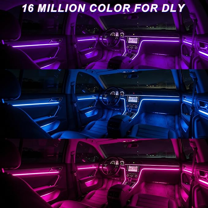 LED Lights for Car Interior - 5 in 1 Wireless Ambient Lighting Kit with 236" Fiber Optic, 16 Million Colors, APP Music Sync - Car Neon Lights for Cars, Trucks, SUVs（USB）