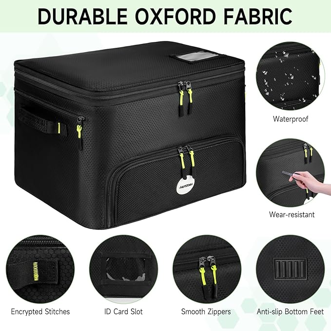 Golf Trunk Organizer, 2 Layers Golf Accessories Bag for Men, Waterproof Car Golf Storage Organizer with Compartment for 2 Pairs of Shoes, Golf Gifts for Men Women, Black