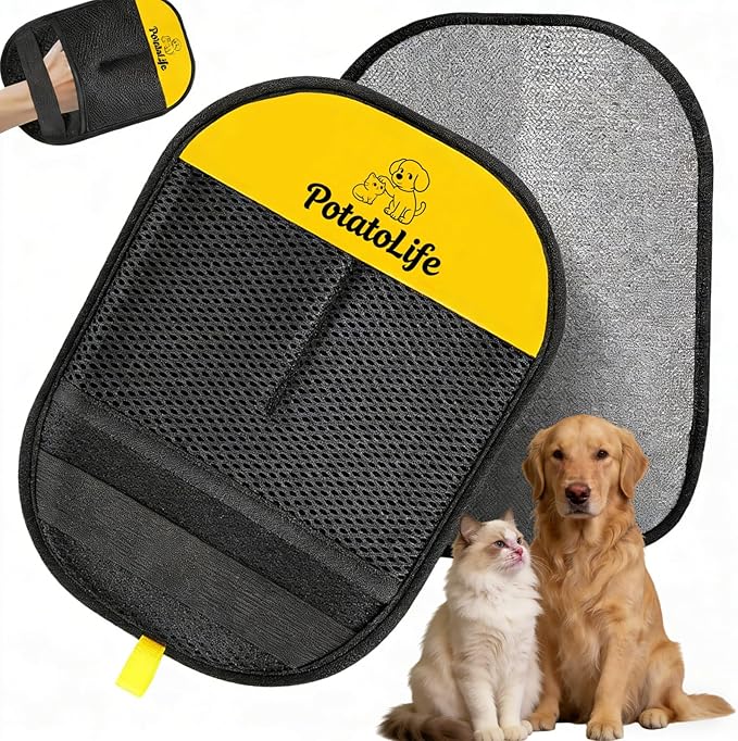 PotatoLife Pet Hair Removal Glove Upgraded Reusable Electrostatic Washable Fur Remover for Dogs Cats, Grooming Mitt for Couch, Sofa, Furniture, Carpet, Clothing and Car Seat, Large, 1PCS