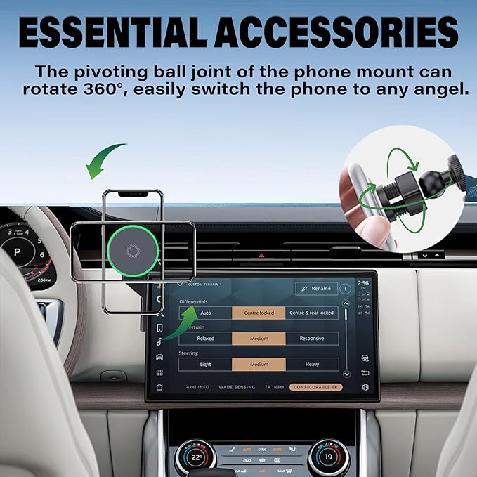 Wireless Charger Car Phone Holder for 2023 2024 2025 Land Rover Range Rover/Sport Accessories Apply to 13.1 Inch Screen Fixed Clip, 360° Rotation Cell Phone Mount with Magsafe