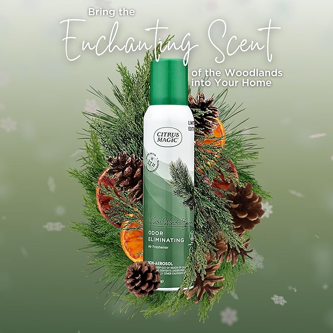 Citrus Magic Holiday Odor Eliminating Air Freshener Spray, Winter Wonder Green, 3-Ounce, Pack of 3