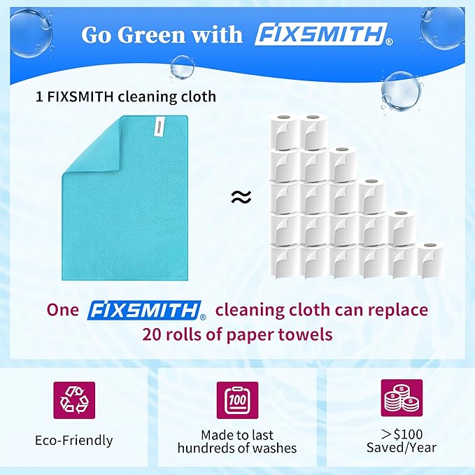 FIXSMITH Shop Towels-200 Pack, Multi-Functional Shop Rags, 12 x 16 in Microfiber Cleaning Cloth, Highly Absorbent Cleaning Rags, Cleaning Towels for Car Kitchen Home Office