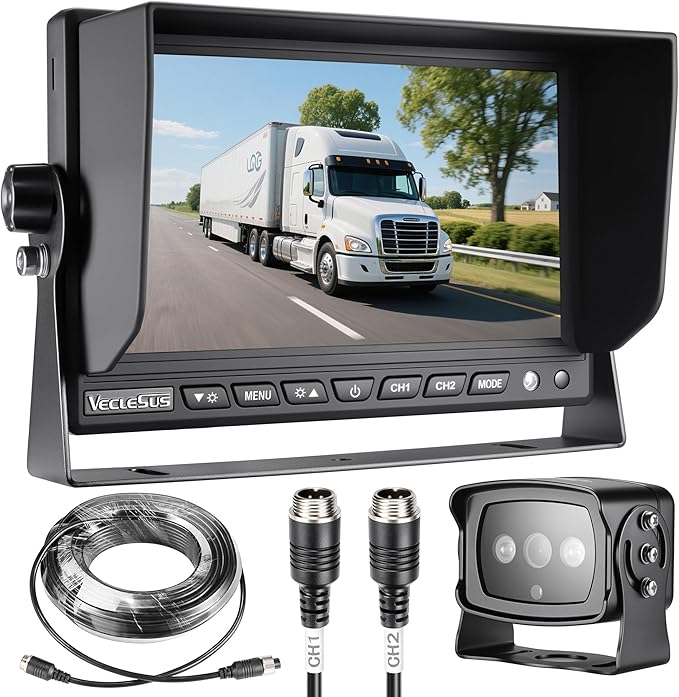 Backup Camera for Trucks, Two Installation Methods, No Interference, No Delay, 7" Wide Screen and Night Vision IP68 Waterproof Backup Camera for Box Truck, Bus, Caravan, Camper Van, Boat, Yacht