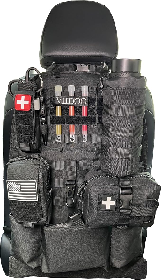 Upgrade 1000D Molle Seat Back Organizer with Pouches, Tactical Molle Vehicle Panel Car Seat Cover Protector Seat Back Organizers