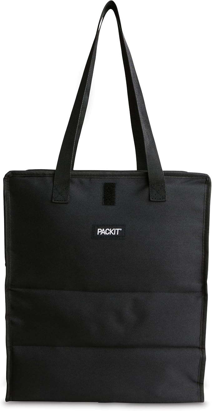 PackIt Freezable Grocery Tote, with EcoFreeze Technology, Foldable, Reusable, Zip Closure, Dual Handles