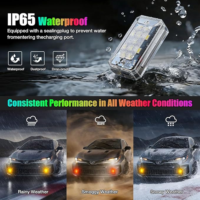 2026 Upgraded 11LEDs Wireless LED Strobe Lights, Ultra Bright 8 Colors Aircraft Strobe Lights with Remote, IP65 Waterproof Anti-Collision Warning Light for Motorcycle Bike Car Drone RV - 4PCS