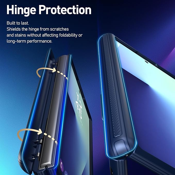 Poetic Revolution Flex Case for Galaxy Z Fold 7, [Hidden Foldable Kickstand][Hinge Protection][MagSafe Compatible], Full Body Shockproof Galaxy Z Fold 7 Cover with Built-in-Screen Protector, Navy Blue
