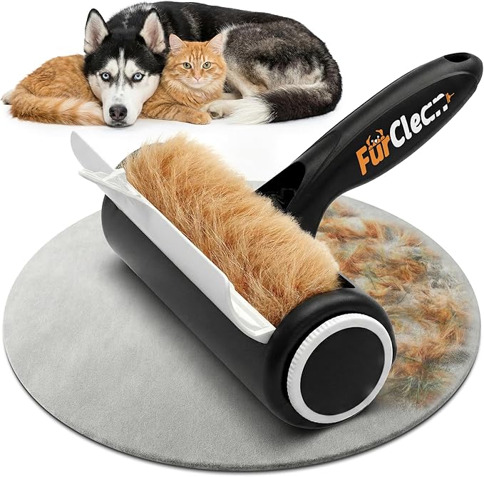 FurClean Pet Hair Removal Roller - Electrostatic Absorption Reusable Lint Rollers for Pet Hair - Cleaning Tool for Furniture, Couch and Carpet - Large Storage Compartment with Easy Disposal