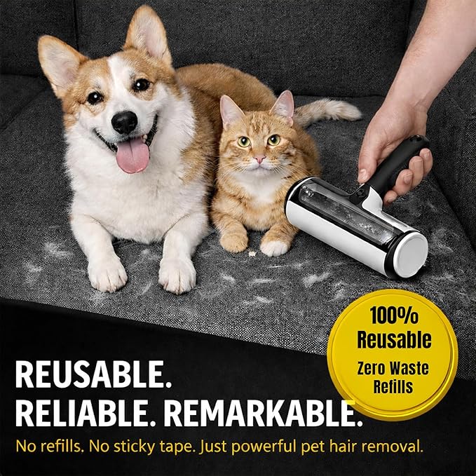 Pet Hair Remover Roller – Reusable Dog & Cat Hair Lint Roller for Couch, Carpet, Furniture, Rugs & Car Seats