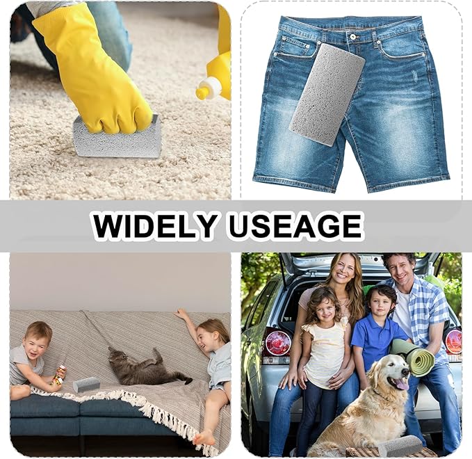 2 Pcs Pet Hair Block, Pet Hair Remover Grey Pumice Stone for Dog Cat Fur Removal Cleaning Dog Cat Fur Remover Stone Pets Rocks for Sofa Car Interior Bedding Carpet Couch Furniture