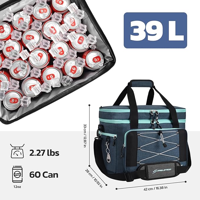 Maelstrom Portable Collapsible Soft Cooler Bag – 24/30/60 Cans Double-Deck Leakproof Ice Chest for Beach, Camping & Grocery