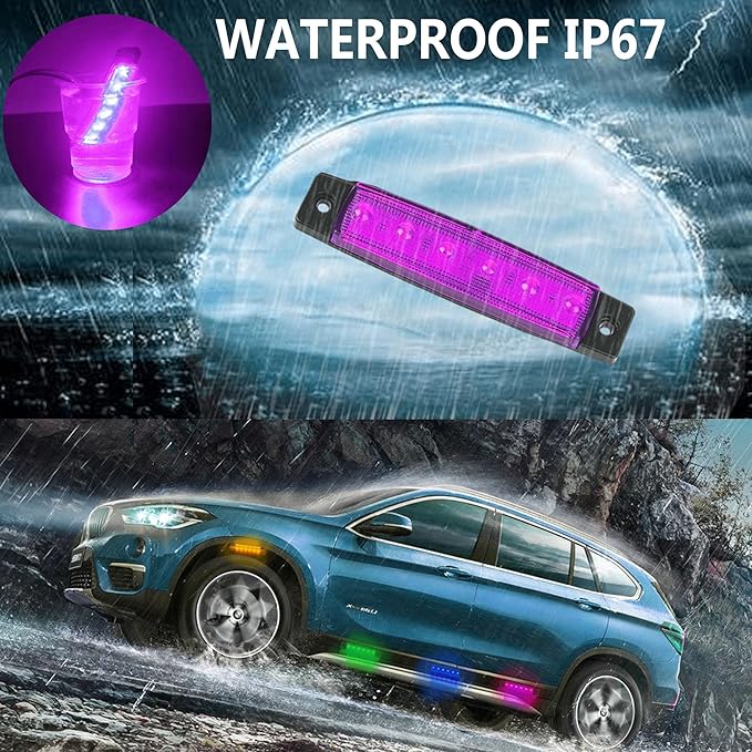10 Pcs Purple LED Rock Strip Lights,Wheel Well Underglow Lighting Kits,Car Rock Lights Exterior Side Marker Lights for Wrangler Truck Golf Cart RV RV SUV Offroad