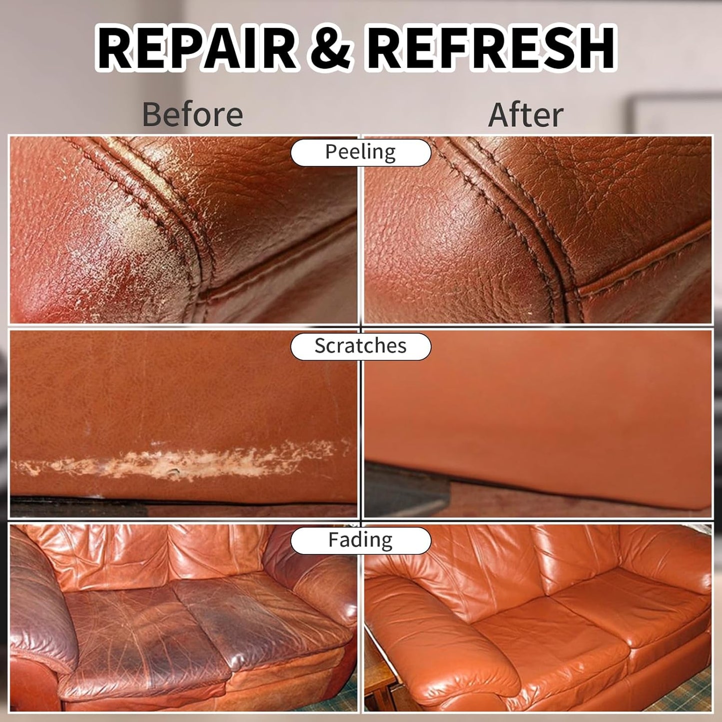 8.5oz Leather Recoloring Balm with 100ml Mink Oil,Light Brown Leather Repair kit for Furniture and Car Interior,Leather Couch Scratch Repair,Leather Dye Paint,Mink Oil for Leather