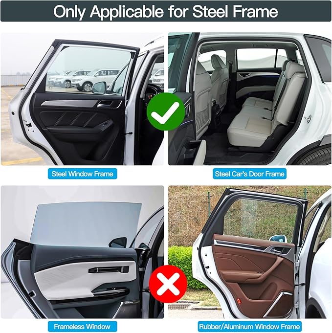 ZATOOTO Side Window Sun Shade - 4 Pack Car Window Covers 99% UV Light Block Car Curtains Magnetic Side Window Sun Shade Keeps Cooler for Breastfeeding, Taking a nap, Changing Clothes, Camping
