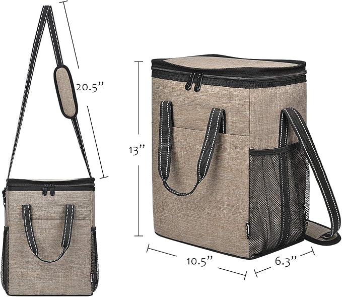 Tirrinia 6 Bottle Wine Gift carrier, Insulated Leakproof Padded Wine Cooler Carrying Tote Bag for Travel, Camping and Picnic, Perfect Wine Lover Gift, Beige