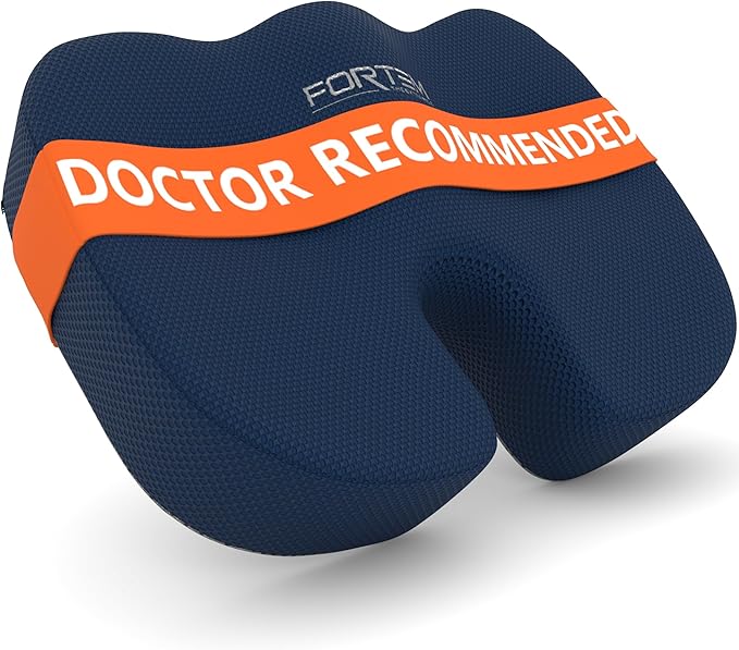 FORTEM Seat Cushion, Office Chair Cushion, Desk Chair Memory Foam, Sciatica Coccyx Tailbone Pain Relief, Pressure Relief, Sitting Pad, for Long Gaming & Sitting, Washable Cover, Non Slip
