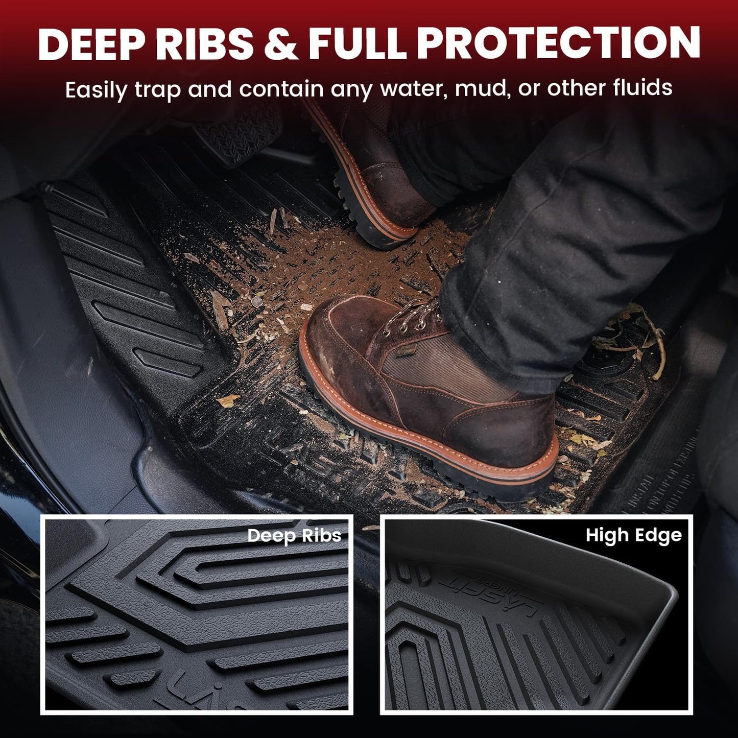LASFIT Floor Mats & Cargo Mat for Toyota Highlander 2020-2025 (Fit Hybrid, 7&8Seats), All Weather Fit TPE Floor Liners, 3 Rows & Cargo Liner Back Seat Cover for Highlander car mats(Not Subwoofer)