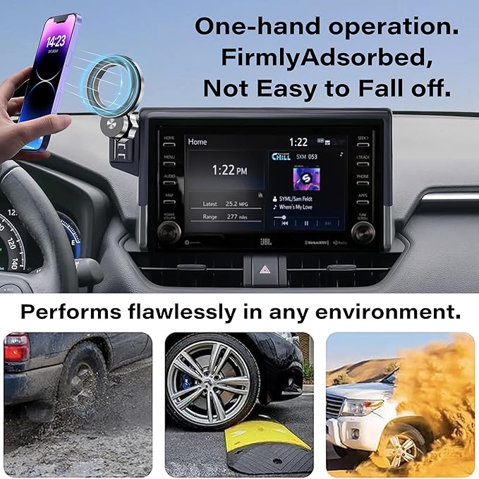 Car Phone Holder for Toyota RAV4 2019 2020 2021 2022 2023 2024 2025 Accessories Apply to 7/8 Inch Touch Screen Fixed Clip Magnetic Cell Phone Mount Hands-Free 360 Degree Rotation