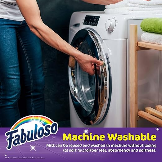 Fabuloso Microfiber Cleaning Mitt Glove, Lint-Free Scratch-Free Dusting and Washing for Furniture, Blinds, Baseboards, Shelves and Car Interior, One Size Fits All, Teal, 3-Pack