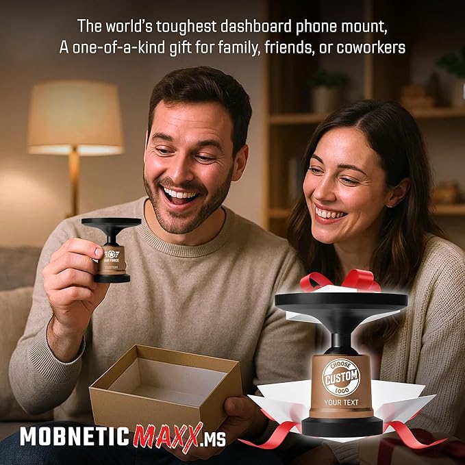 Mob Armor MobNetic Maxx MS - Customized MagSafe Compatible Magnetic Phone Holder for Car, Personalized Phone Mount Made w/Heavy Duty Aluminum Metal, Works w/iPhones & Androids - Bronze