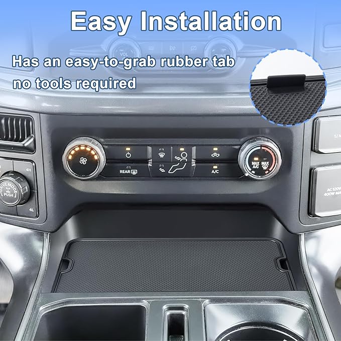 Center Console Compartment Cover for Ford F150 Accessories 2021-2025 2026/Lightning XLT PRO 2022-2025 Interior Hidden Panel Secret Pocket Lid USB Hole (Fits The Open Pocket in Front of The Shifter)