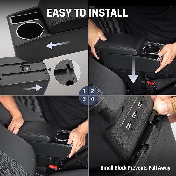 YJYWZH Armrest Box for Hyundai Accent Verna Accessories 2017-2020 Armrest for Car Center Console Organizer Double Layer Storage Space with 3 USB Ports, Black Thread