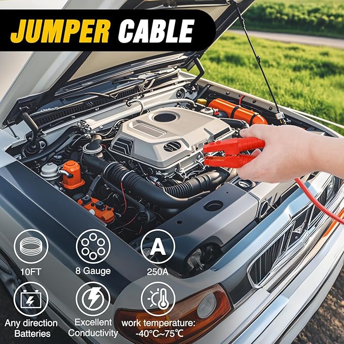 Nilight Car Emergency Kit with Jumper Cable Air Compressor Tire Repair Essential Tools First Aid Alligator Connector Electrical Kit for Travel Camping Outdoor Cars Truck SUV RV