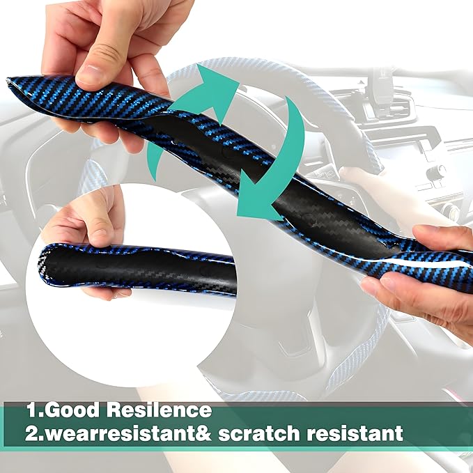 3 Pcs Carbon Fiber Car Steering Wheel Cover, Anti-Skid & Scratch-Proof,Segmented, Butterfly Thin Steering Wheel Cover Men/Women Universal Fit 14.5"-16" Wheel Covers for Cars/Truck/SUV