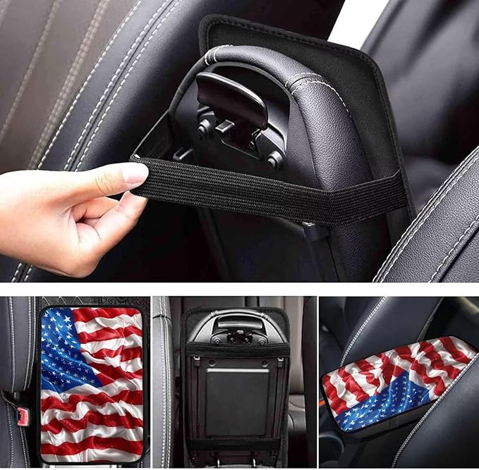 American Pattern Universal Center Console Armrest Soft Pad Protector Cover Non Slip Fits for Most Vehicle,SUV,Truck Car Christmas Decoration