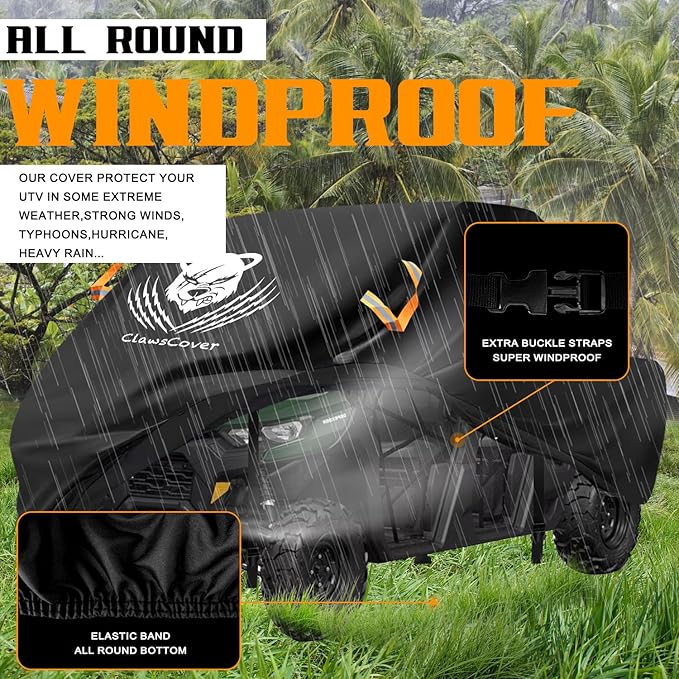 UTV Cover 4 Seater Waterproof Outdoor,Side by Side ATV Covers,Durable Anti-UV and All Weather Protection, Compatible with Polaris Ranger RZR Can-am Yamaha Honda Kawasaki Storage,160" Lx65 Wx80 H