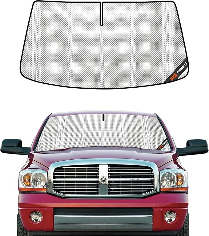 Windshield Sun Shade for Ram 1500 2002-2008. Full Coverage Rearview Mirror Shade for Ultimate Protection