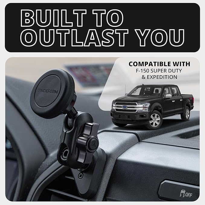 Tackform LINK Vent Phone Mount Compatible with 2015-2020 Ford F-150, 2017-2021 Super Duty, 2018-2021 Expedition | Aluminum | Universal Magnetic Holder | 2" Arm | Yellow Knob | (NOT MAGSAFE Compatible)