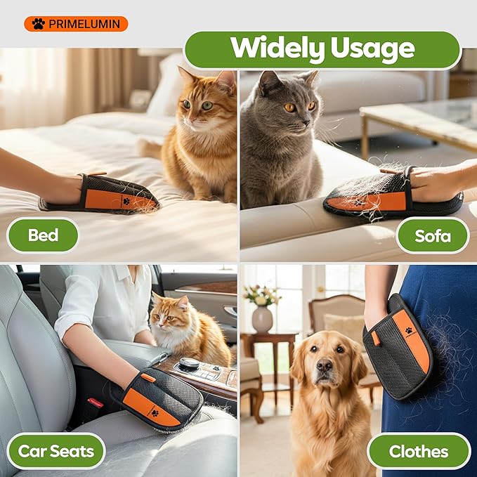 Pet Hair Remover Glove for Dogs & Cats – Upgraded Electrostatic Reusable Pet Hair Removal Mitt & Fur Remover Tool for Couch, Furniture, Sofa, Carpet, Car Seats & Clothes
