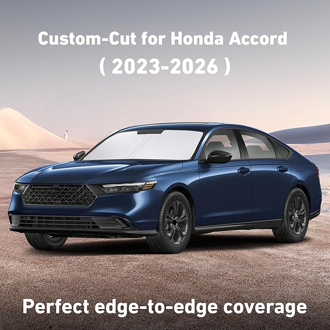 EcoNour Windshield Sunshade Compatible for Honda Accord 2023-2024 2025 2026, Sun Visor for Front Windshield & Window Sun Shade Cover, UV Heat Blocker & Protector, Car Accessories