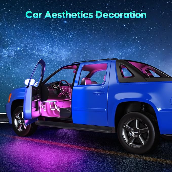 Winzwon Led Lights for Car Accessories Interior, Gifts for Mothers Day Him Her Men Women Teen Boys Girls, APP Control with USB Port Color Change Lights for Truck Decor