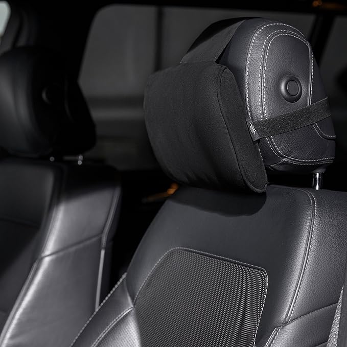 Car Headrest Pillow Memory Foam Soft Neck Support Comfortable Ergonomic Design Car Seat Headrest Pillow Universal Fit Travel Seat Pillow for Pain Relief While Driving Lord AutoFashion (1PC) (Black)