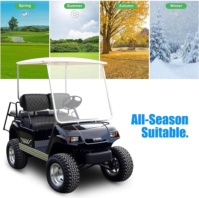 Golf Cart Seat Covers Front for Yamaha G2 G8 G9 G11 G14 G16 G19 G20 G22 Golf Carts Made Thick Premium Marine Leather with Custom Diamond Anti-Scratch/Anti-Fading/Easy to Install