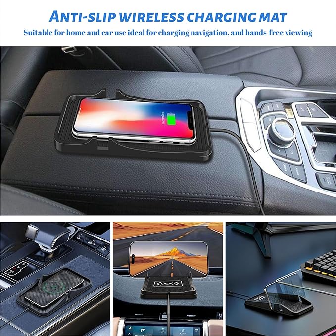 Non Slip Wireless Charger Mat for Mazda CX-3 CX-5 CX-30 CX-50 CX-7 CX-9 CX-70 CX-90 MX-30 Tribute 2001-2026, Type-C/USB Car Wireless Charger Non-Slip Phone Charging Wireless Car Charger