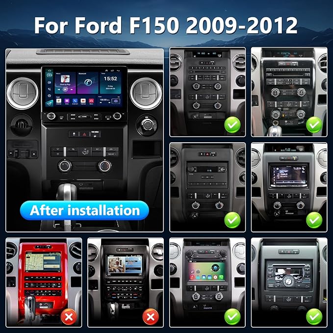 8 Core 4GB+64GB Car Stereo for Ford F150 2009 2010 2011 2012, Wireless CarPlay Android Auto Radio,10.2" Touchscreen, with Button, FM DRS/DSP/SWC/GPS Navigation/5G WiFi/Backup Camera/MIC