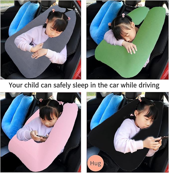 Travel Pillow Car Pillow Kid Car Sleeping The Sleeping Aid for Adults and Kids on Road Trips Sponge Kids Travel Pillow Provides Body and Head Support Sage Green