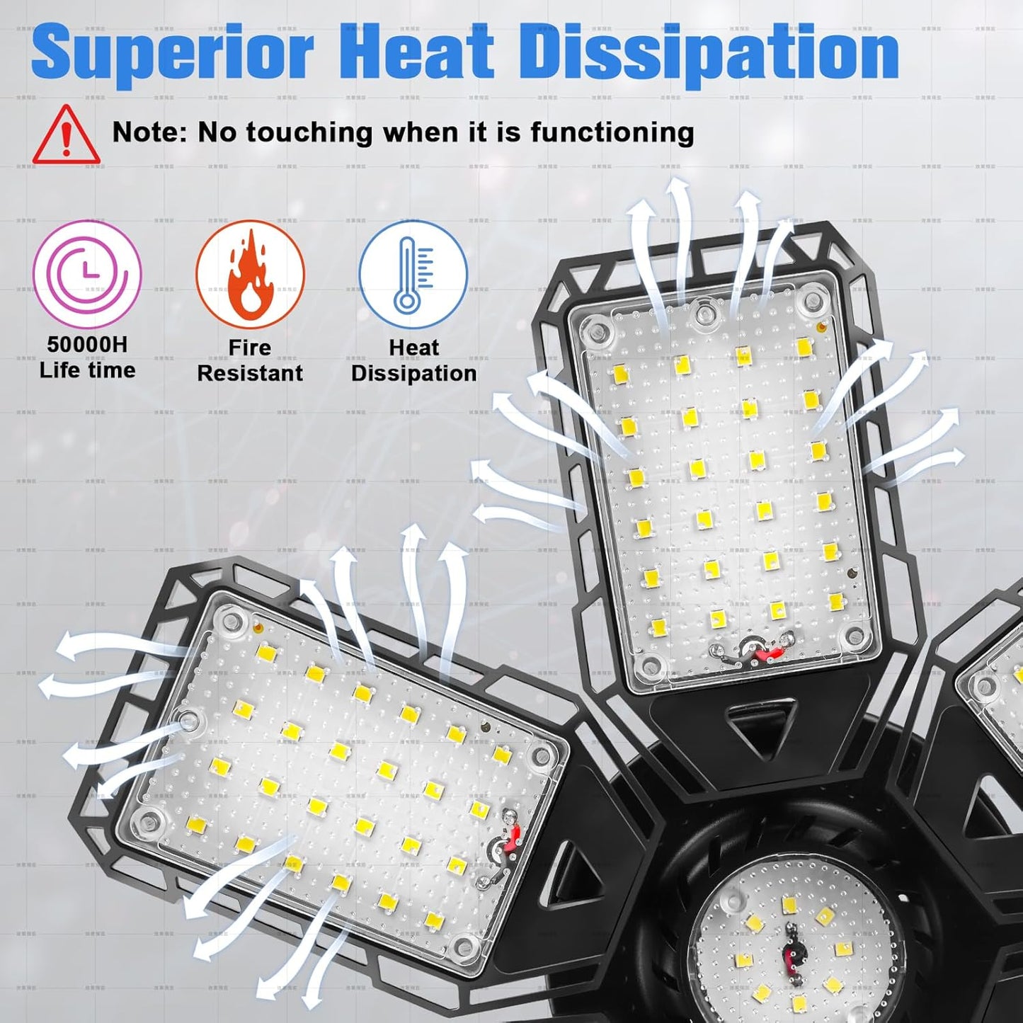 LED Garage Lights 4 Pack -180W, 18000LM 6500K Led Shop Light with 6+1 Deformable Panels, Basement Barn Light Garage Ceiling Lights, E26/E27 for Garages, Warehouse, Shop
