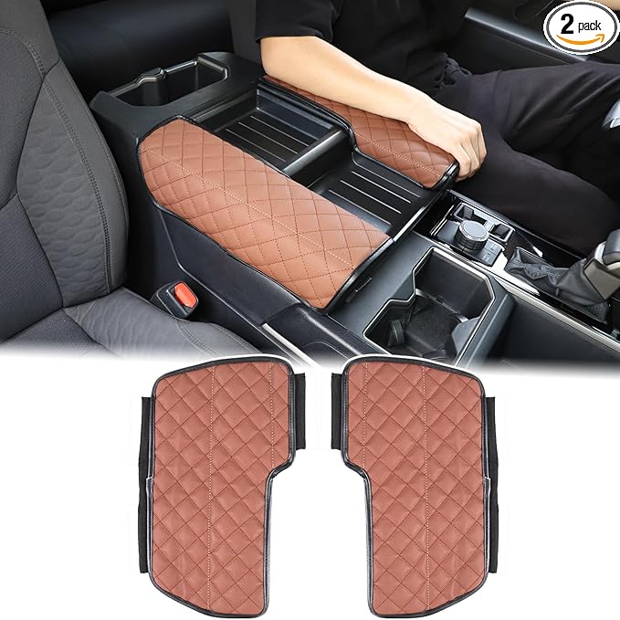 Car Leather Center Console Protector Cover Compatible with Toyota Tundra/Sequoia 2022-2026, Center Console Armrest Seat Box Cover Cushion Lid Protector Pad Waterproof Anti-Scratch Interior Accessories
