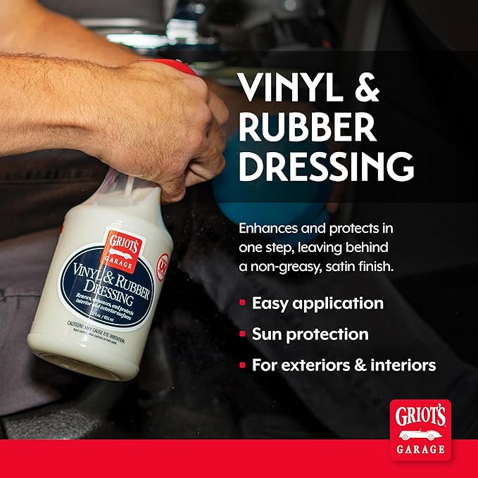 Griot's Garage Vinyl and Rubber Dressing for Car Detailing, Exterior and Interior Auto Cleaner and Protectant for for Plastic, Trim, Tires, and More, 10981, 22oz