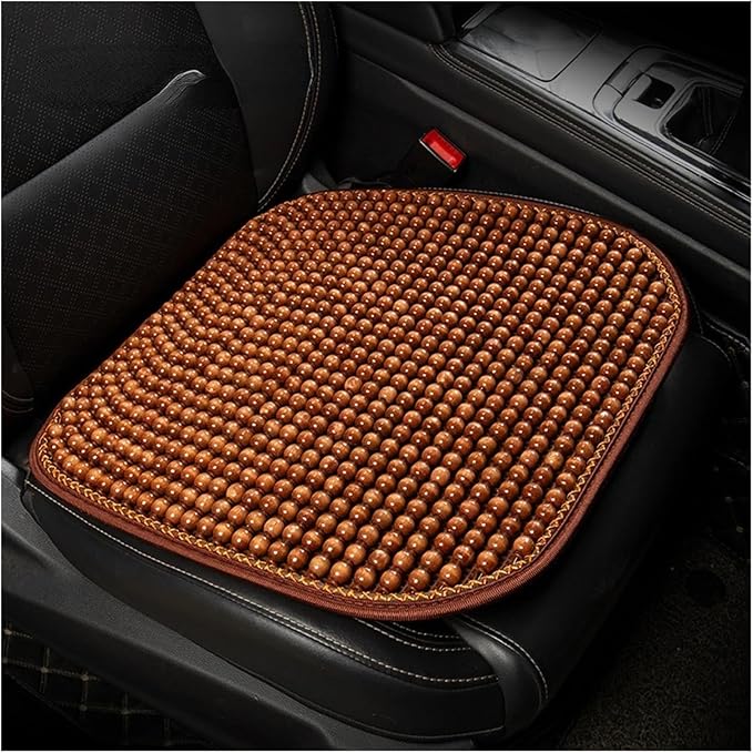 Car Seat Chair Back Cushion for Tesla Model 3 EV Sedan 2025, Wooden Beads Ventilate Mesh Lumbar Brace Strong Durable Relieve Fatigue Summer Interior Accessories,A-Seat pad