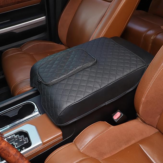 CHEAYAR Center Console Armrest Cover Kit,Console Armrest Cushion Automotive Customized Console Armrest Cushion, Fit for Toyota Tundra 2014-2020 Accessory Organizer Protector (with Zipper)