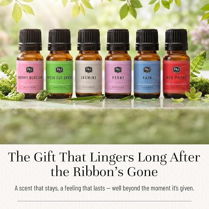 P&J Trading Fragrance Oils for Diffusers for Home Spring Set Fragrance Scents for Candle Making - Soap Making - Car Diffuser Scents - Essential Home Gift Set - Cherry Blossom, Fresh Cut Grass & More