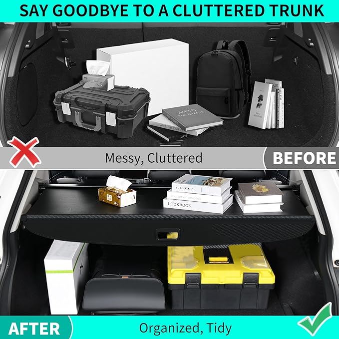 Tecoom Cargo Cover fit for Toyota 4Runner Accessories 2010-2024, Retractable Rear Trunk Cover Luggage Security Shade, Anti-Peeping Privacy Screen Protector, Carbon Fiber Texture